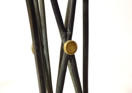 Coppia di cassolette ateniesi in bronzo e marmo, braciere, primo impero, XIX secolo
