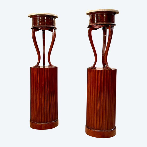 Exceptional Pair Of Empire Period Mahogany Pedestal Sheaths Circa 1810