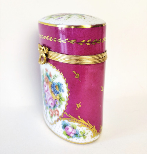 Hand Painted Porcelain Box with roses and flowers 20th c