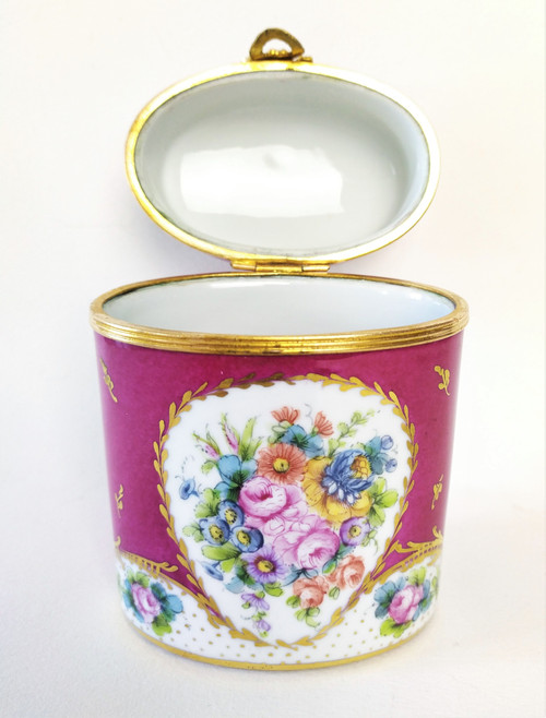 Hand Painted Porcelain Box with roses and flowers 20th c