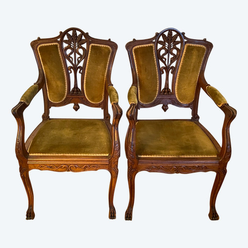 Paire de fauteuils Art Nouveau 