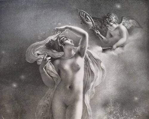 Mythologie Grecque Nu Danaé Lithographie 19ėme par Aubry Lecomte
