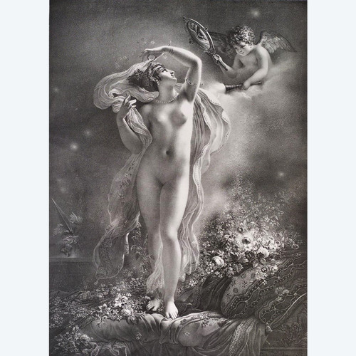 Mythologie Grecque Nu Danaé Lithographie 19ėme par Aubry Lecomte
