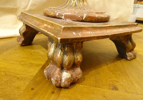 Grand Vase Décoratif Directoire Bois Polychrome Doré Amphore Fin XVIIIème