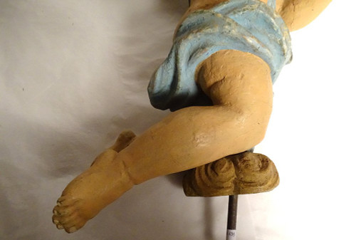 Sculpture Statue Bois Polychrome Angelot Chérubin Ange XVIIème Siècle
