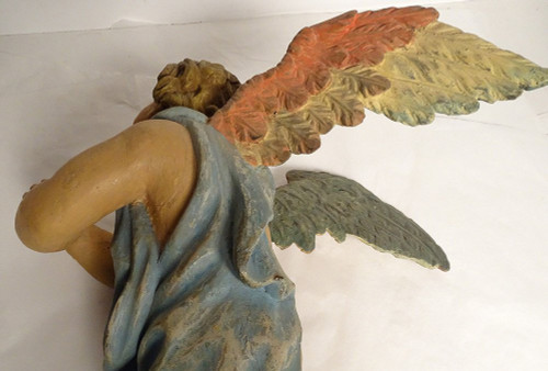 Sculpture Statue Bois Polychrome Angelot Chérubin Ange XVIIème Siècle