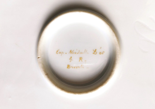 Pair of square plates in hand-painted porcelain of Paris
