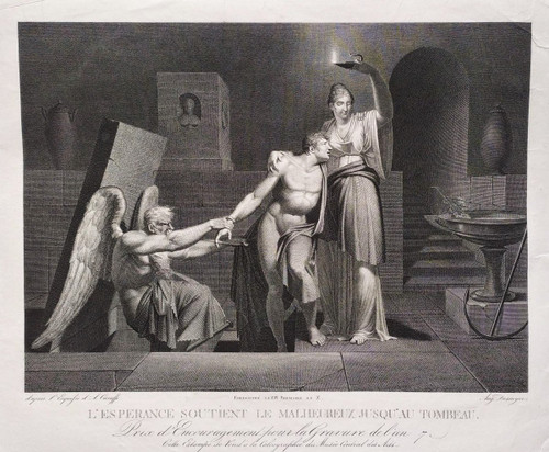 Neo Classic Allegorical Engraving Hope Empire Period 19th C Old Print