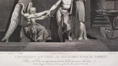 Neo Classic Allegorical Engraving Hope Empire Period 19th C Old Print