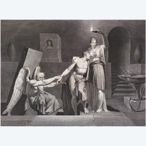 Neo Classic Allegorical Engraving Hope Empire Period 19th C Old Print