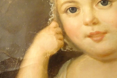 HST Tableau Portrait Jeune Enfant Cadre Stuqué Doré Fin XVIIIè Début XIXème