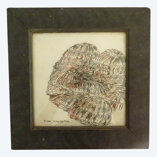 Charcoal Drawing Yvonne Jean-Haffen Lobster Baskets Fishing 20th Century