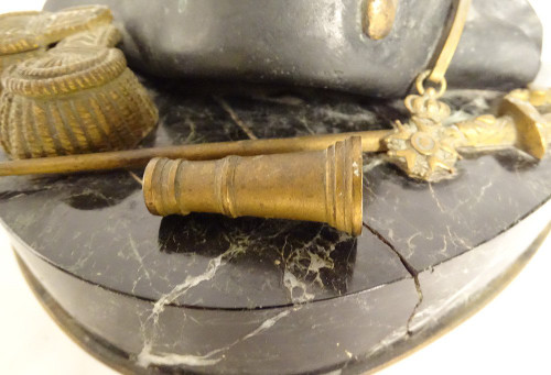 Calamaio Bronzo Dorato Marmo Napoleone Spada Bicorne Legione Onore Impero XIX secolo