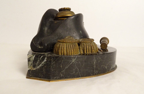 Calamaio Bronzo Dorato Marmo Napoleone Spada Bicorne Legione Onore Impero XIX secolo