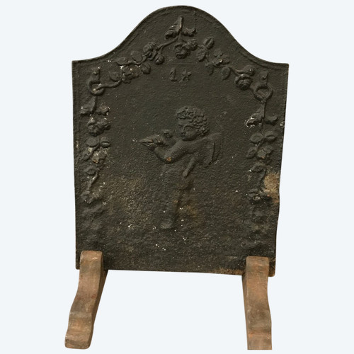 Petite plaque de cheminée ancienne en fonte d'époque 18 ème 