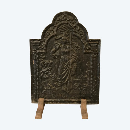 Plaque de cheminée ancienne en fonte d'époque fin 18 ème - Bozaart