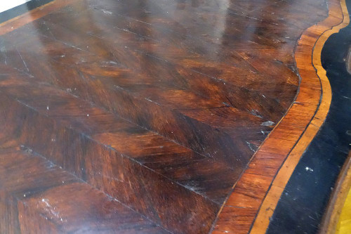 Commode Arbalète Louis XV Marqueterie Bois Rose Palissandre Noyer XVIIIème