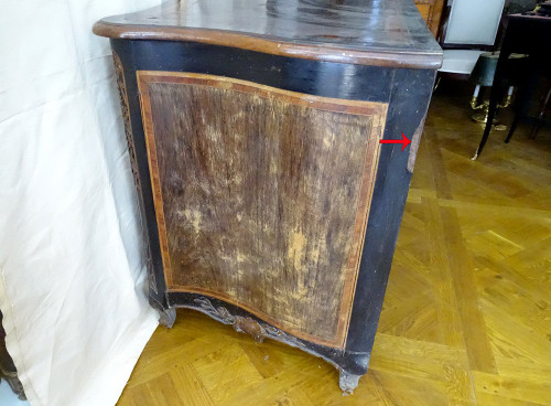 Commode Arbalète Louis XV Marqueterie Bois Rose Palissandre Noyer XVIIIème