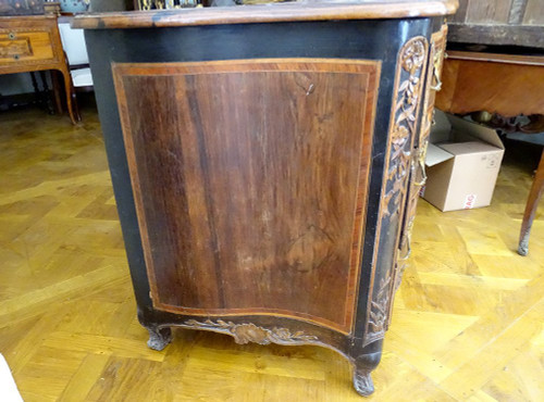 Commode Arbalète Louis XV Marqueterie Bois Rose Palissandre Noyer XVIIIème