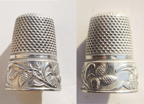 Art nouveau silver sewing set pinecone cocotte