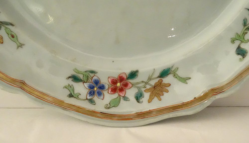 Coppia di piatti in porcellana Compagnie Des Indes Uccelli Fagiani Fiori XVIII secolo