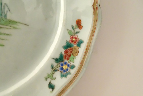 Coppia di piatti in porcellana Compagnie Des Indes Uccelli Fagiani Fiori XVIII secolo