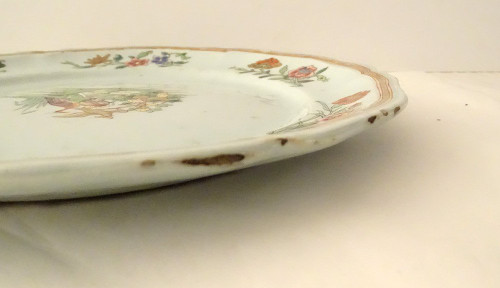 Coppia di piatti in porcellana Compagnie Des Indes Uccelli Fagiani Fiori XVIII secolo