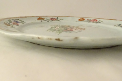 Coppia di piatti in porcellana Compagnie Des Indes Uccelli Fagiani Fiori XVIII secolo