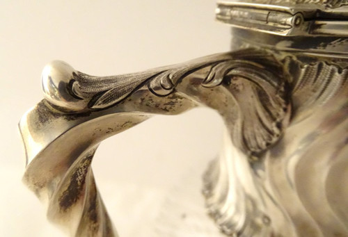 Coppia Caraffe in Cristallo Molato Minerva Intrecciata in Argento Sterling Fine XIX Secolo