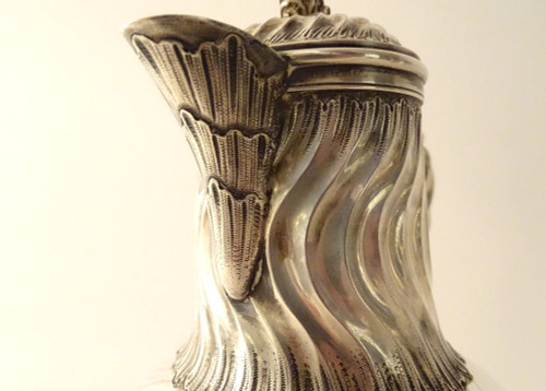 Coppia Caraffe in Cristallo Molato Minerva Intrecciata in Argento Sterling Fine XIX Secolo