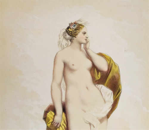 Lithographie Aquarellée Par Achille Devéria  Mythologie Grecque Cyane