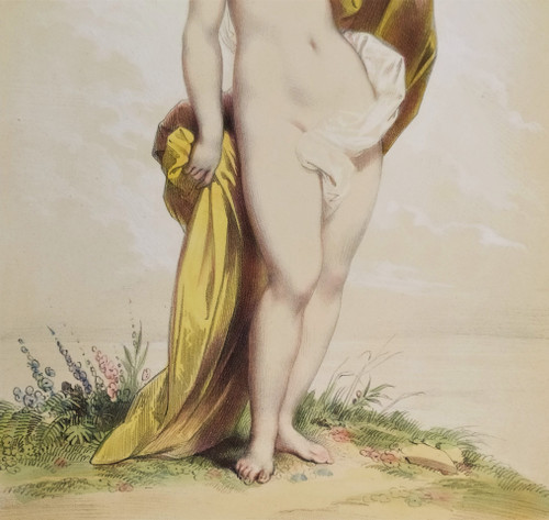 Lithographie Aquarellée Par Achille Devéria  Mythologie Grecque Cyane