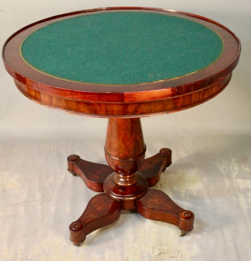 Guéridon Table à Jeux En Acajou XIXème 