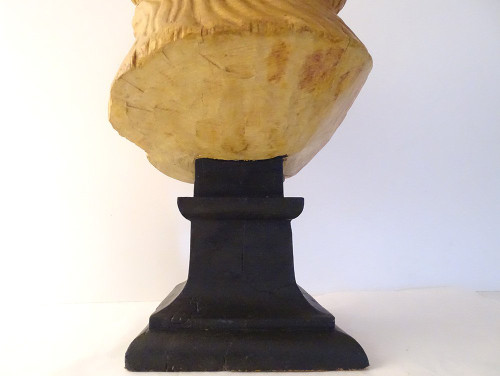 Scultura testa di giovane donna Afrodite in legno naturale scolpito fine XIX secolo