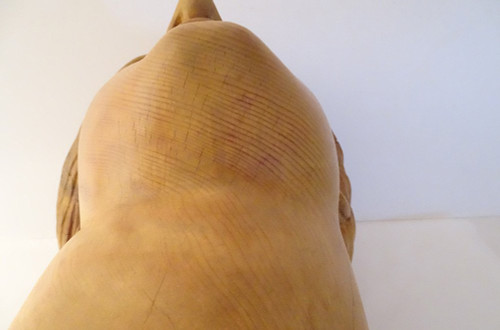 Scultura testa di giovane donna Afrodite in legno naturale scolpito fine XIX secolo