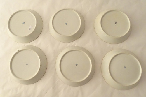 6 Tasses Porcelaine Vienne Grisaille Paysages Châteaux étangs Début XIXème