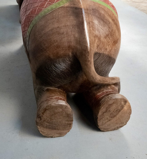 Couple of Elephants In Painted Teak