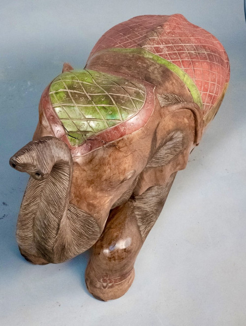 Couple of Elephants In Painted Teak