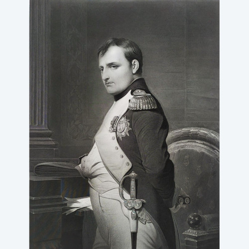 Napoléon Portrait Gravure 19ème d'après Paul Delaroche