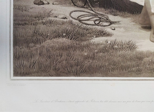 Rebecca in La Fontaine Aquarell Orientalist Gravur von Jazet