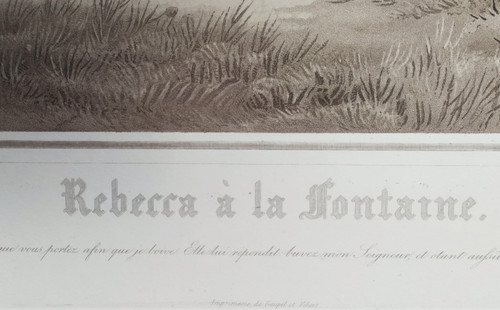 Rebecca in La Fontaine Aquarell Orientalist Gravur von Jazet
