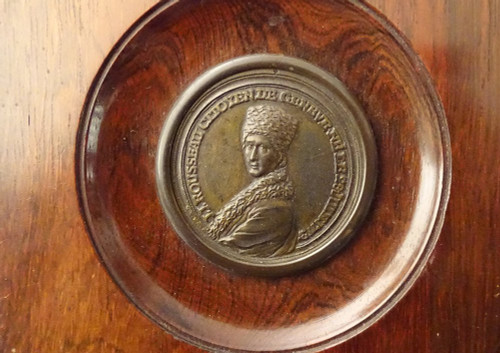 Paire Médailles Bronze Portraits Rousseau Voltaire Graveur Waechter XVIIIè