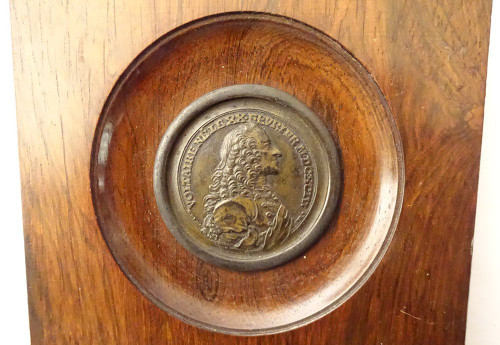 Paire Médailles Bronze Portraits Rousseau Voltaire Graveur Waechter XVIIIè