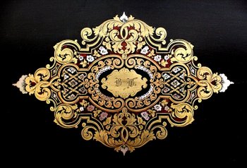  Travel writing case in blackened wood and inlays, Napoleon III period - mid 19th century