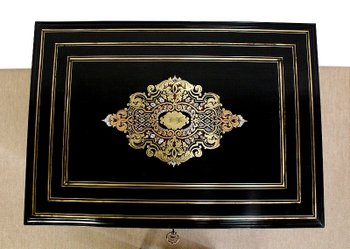  Travel writing case in blackened wood and inlays, Napoleon III period - mid 19th century