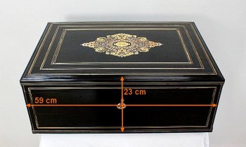  Travel writing case in blackened wood and inlays, Napoleon III period - mid 19th century