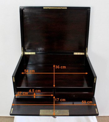  Travel writing case in blackened wood and inlays, Napoleon III period - mid 19th century