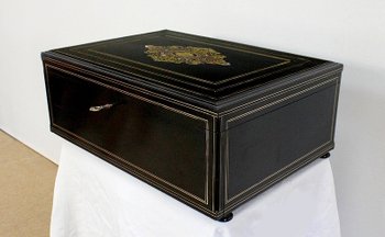  Travel writing case in blackened wood and inlays, Napoleon III period - mid 19th century