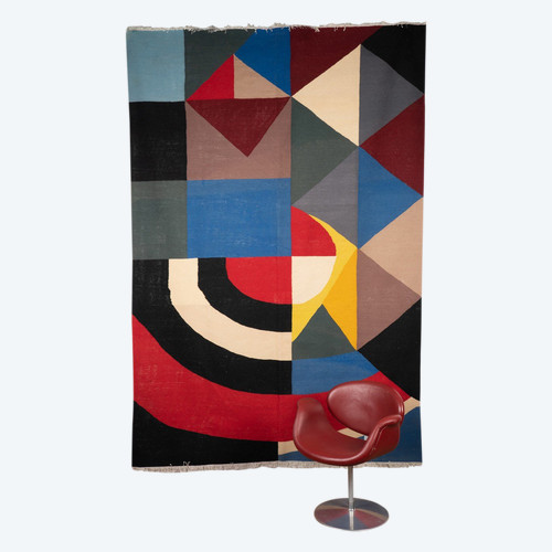 Teppich oder Wandteppich, inspiriert von Delaunay. Zeitgenössische Arbeit