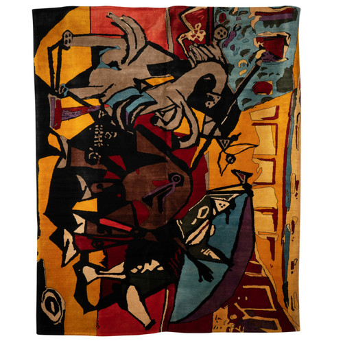 Teppich oder Wandteppich, inspiriert von Picabia. Zeitgenössische Arbeit